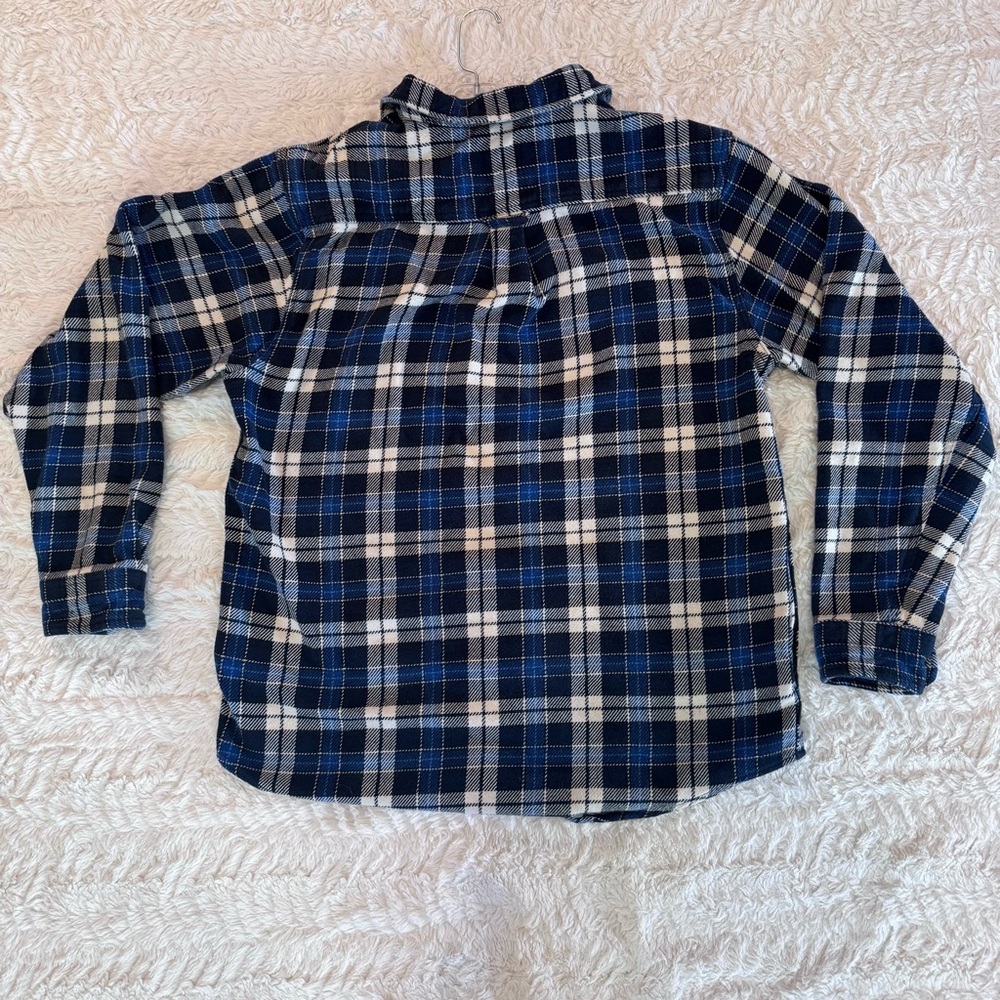 Orvis Big Bear Plaid Shacket Blue & White Button Up Sz L | Cozy Outdoor Layer - Picture 2 of 7